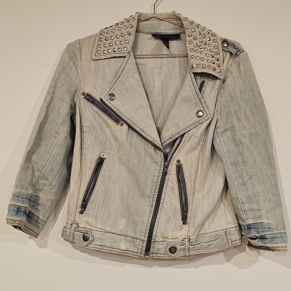 INC International Concepts Light Blue Studded Jean Jacket